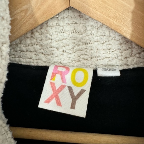 Vintage 2000s Y2k Roxy Zip Up Sweatshirt Jacket Womens L Black Plaid Cozy GUC - Picture 10 of 13